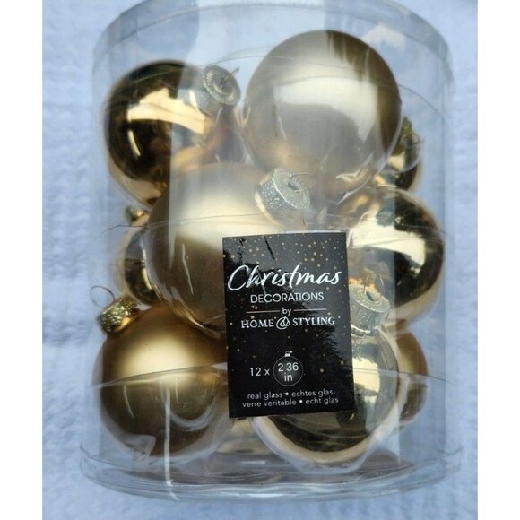 12 Pc Glass Christmas Ornaments 2.3 In Shiny Matte & Glitter Choose Color - Picture 3 of 5